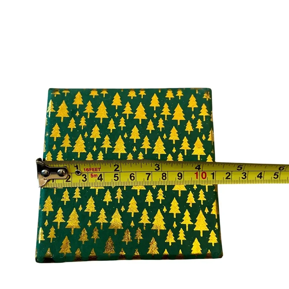 Christmas Gift Boxes w/ Lids Ribbon 4pc Premium Holiday Gift Wrap Green Gold NEW